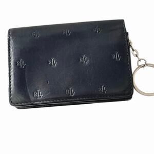 Ralph Lauren Black Embossed Leather Card Wallet with Keyring